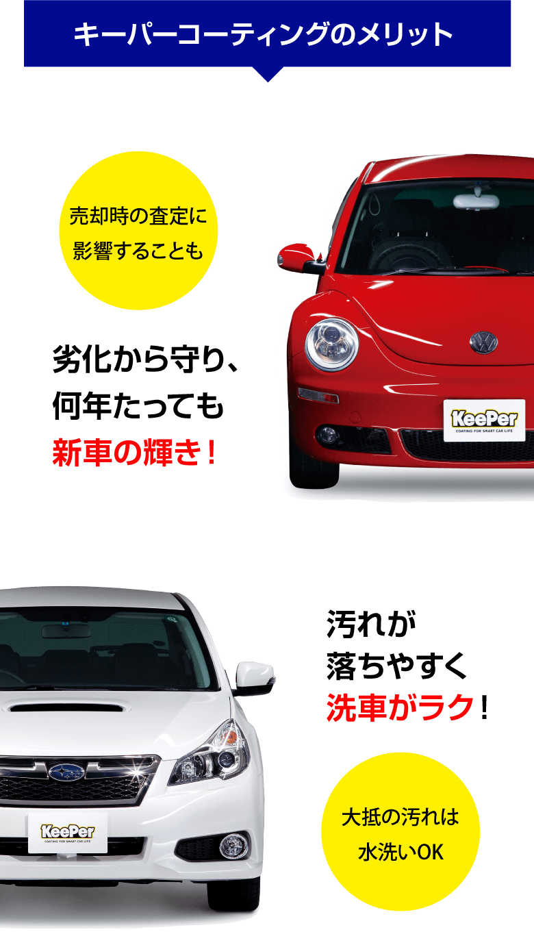 キーパーコーティングのメリットは劣化から守り、何年経っても新車の輝き！　汚れが落ちやすく洗車がラク